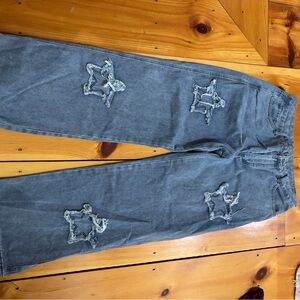 Gray Jeans with Star Patches